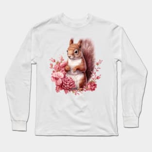 Pink Christmas Squirrel Long Sleeve T-Shirt